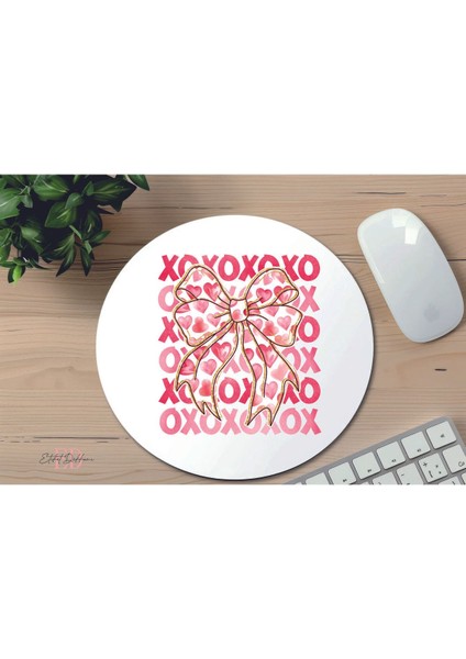 Xoxo Temalı Mouse Pad Kare Mouse Pad, Ofis Mause Pad, Kaymaz Taban
