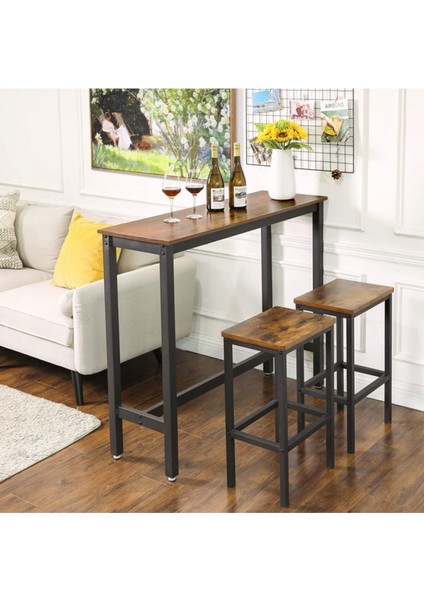 Baro Siyah Metal Ahşap Yemek Masası Yüksek 120X40X100 modelleri