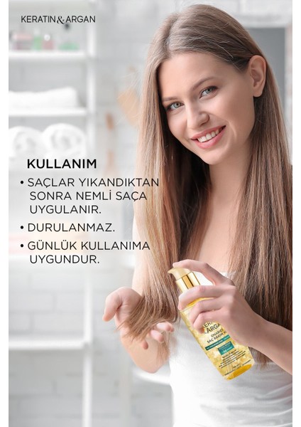 Keratin Argan Besleyici Onarıcı Saç Bakım Yağı 150 ml - Yıpranmış ve Hassas Saçlar 3'lü modelleri