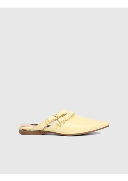 Trinity Hakiki Deri Sarı Kadın Terlik modelleri