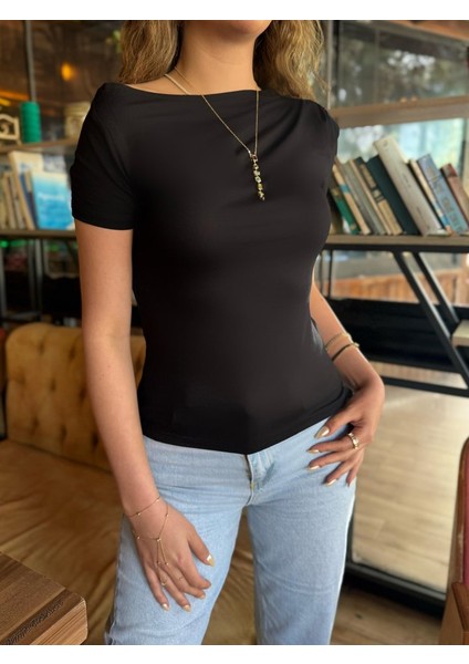 Mottisfashion Kadın Kısa Kollu Tek Omuzu Açık Büzgülü Viskon Bluz modelleri