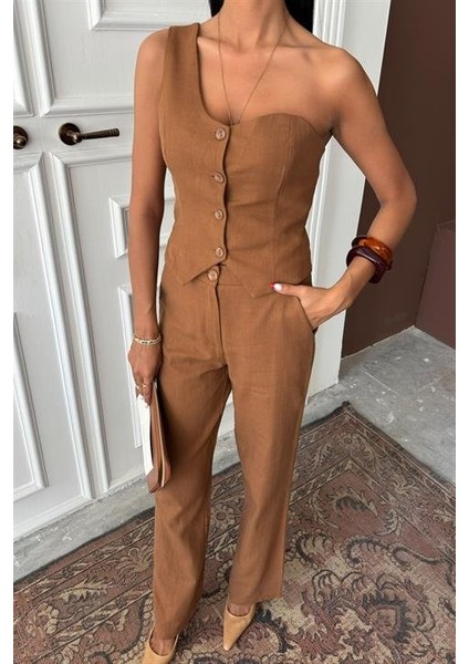 Mottisfashion Tek Omuz Büstiyer Plazzo Pantolon Viscon Takım 10159 fırsatları