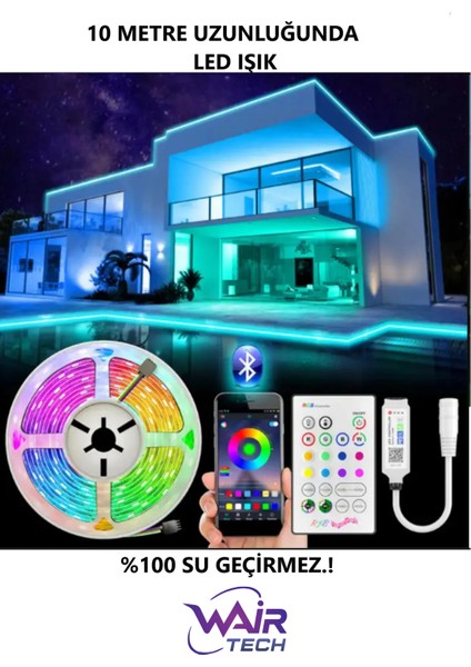 10 Metre Akıllı Sese ve Görüntüye Duyarlı Şerit LED Ortam Ambiyans Aydınlatma LED Işık