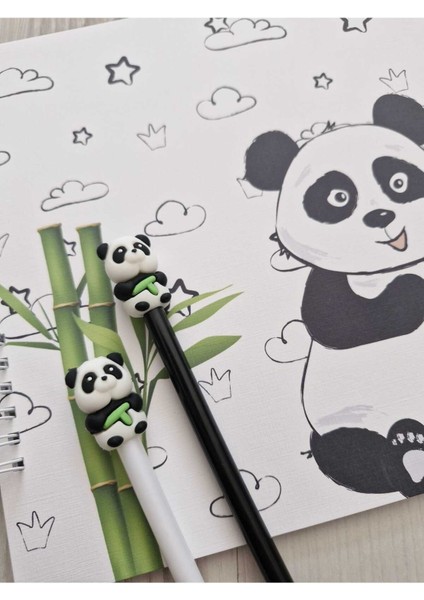 Panda Temalı Resim Defteri - A5 Defter Çizgili ve 2 Jel Kalem modelleri