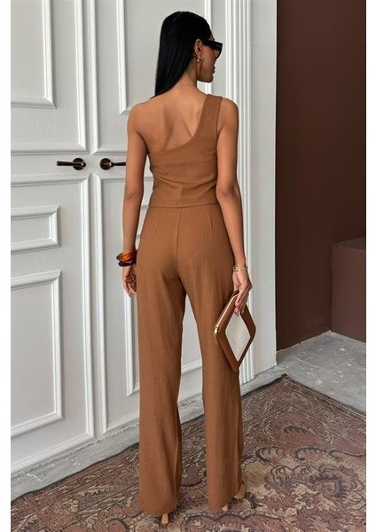 Mottisfashion Tek Omuz Büstiyer Plazzo Pantolon Viscon Takım 10159 indirimleri
