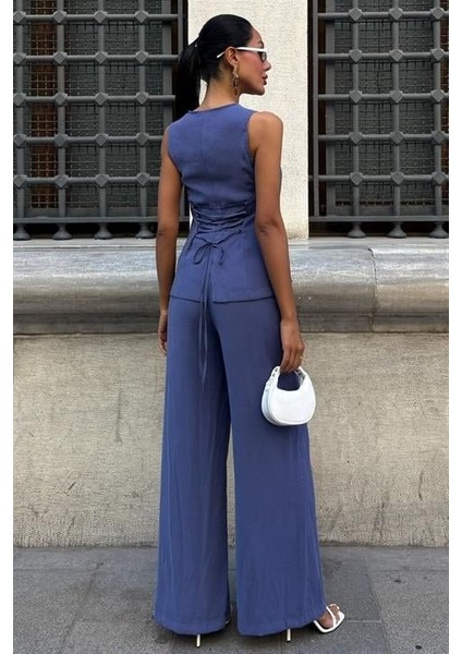 Mottisfashion Arkası Bağcıklı Yelek Plazza Pantolon Modal Takım 10202-08 fırsatları