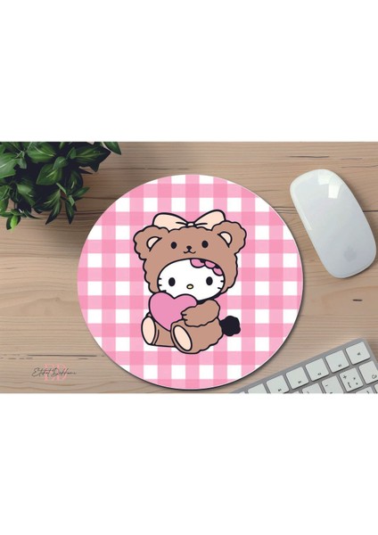 Ayıcık Hello Kitty Temalı Mouse Pad Kare Mouse Pad, Ofis Mause Pad, Kaymaz Taban