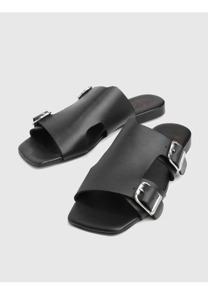 Setre Hakiki Deri Siyah Kadın Terlik fiyatları