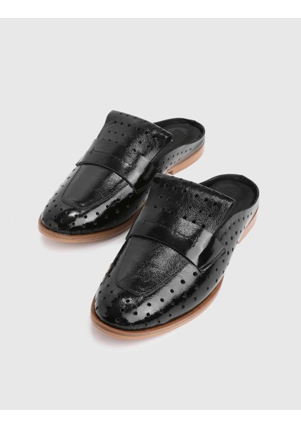 Sydny Kırışık Rugan Deri Siyah Kadın Terlik fiyatları