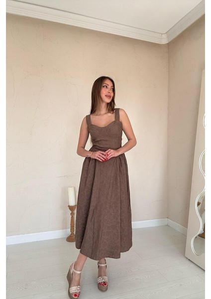 Mottisfashion Vizon Yanları Büzgülü Göğüs Kuplu Elbise fiyatları