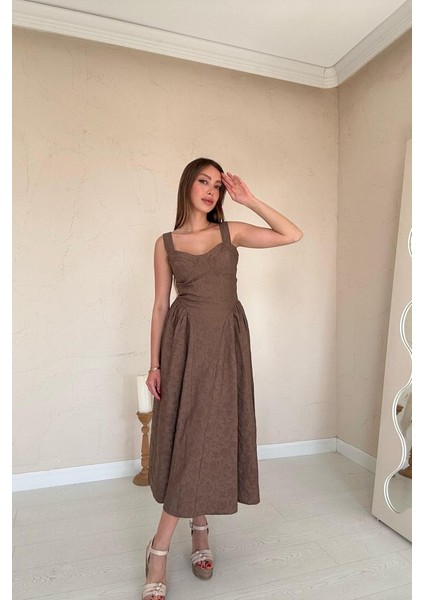 Mottisfashion Vizon Yanları Büzgülü Göğüs Kuplu Elbise modelleri