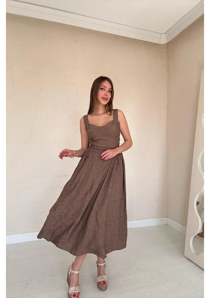 Mottisfashion Vizon Yanları Büzgülü Göğüs Kuplu Elbise fırsatları