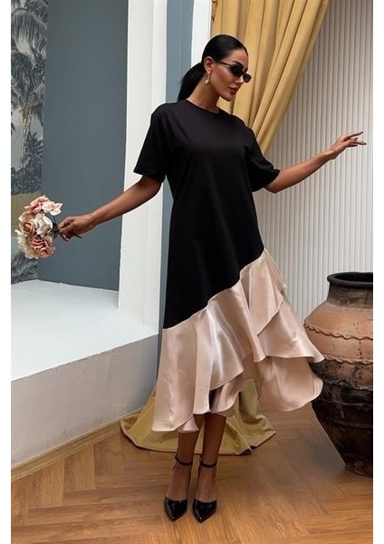 Mottisfashion Volanlı Süprem Elbise 2864