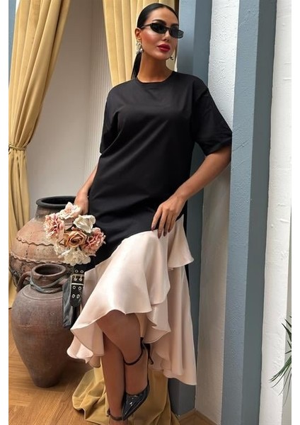 Mottisfashion Volanlı Süprem Elbise 2864