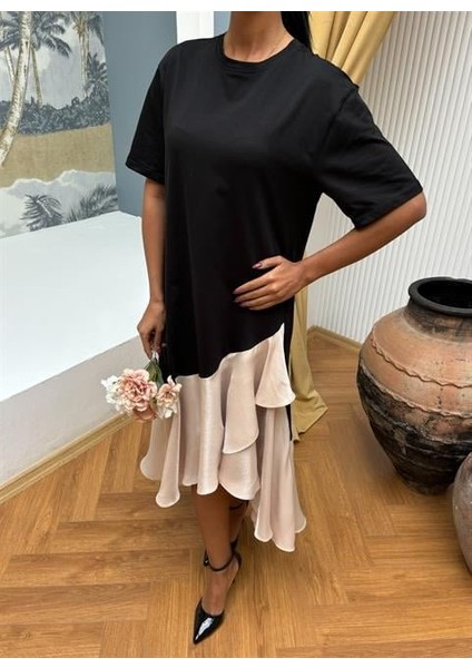 Mottisfashion Volanlı Süprem Elbise 2864