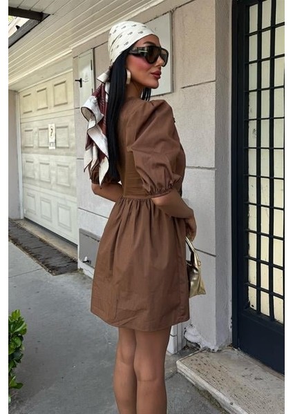Mottisfashion Önü Fiyonk Bağlamalı ve Balon Kollu Elbise 2893 fırsatları