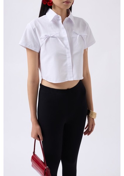 Mottisfashion Kurdele Detay Crop Gömlek fırsatları