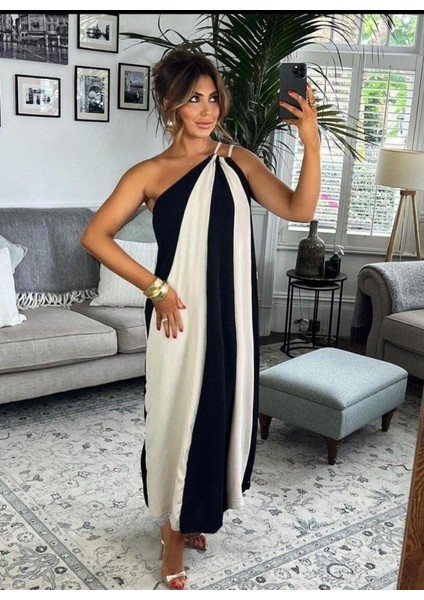 Mottisfashion Çift Renkli Elbise