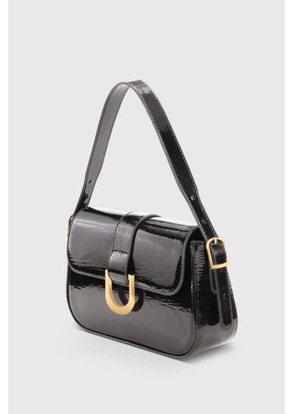 Rugan Siyah Kadın Ayarlanabilir Askılı Mıknatıs ve Fermuar Kapamalı El-Omuz Çantası 263 fiyatları