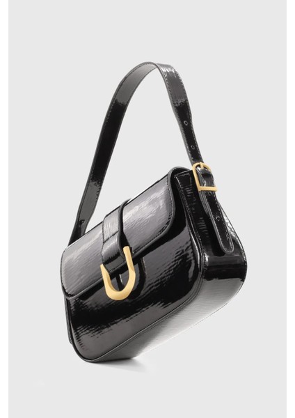 Rugan Siyah Kadın Ayarlanabilir Askılı Mıknatıs ve Fermuar Kapamalı El-Omuz Çantası 263 modelleri