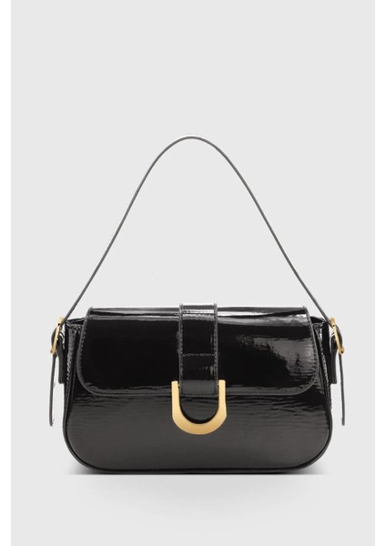 Rugan Siyah Kadın Ayarlanabilir Askılı Mıknatıs ve Fermuar Kapamalı El-Omuz Çantası 263 fırsatları