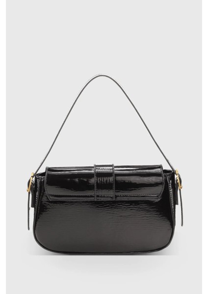 Rugan Siyah Kadın Ayarlanabilir Askılı Mıknatıs ve Fermuar Kapamalı El-Omuz Çantası 263 indirimleri