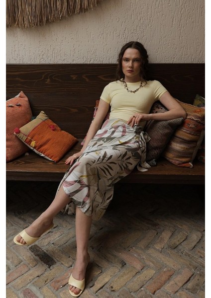 Mottisfashion Desenli Viskon Etek - Gri fiyatları