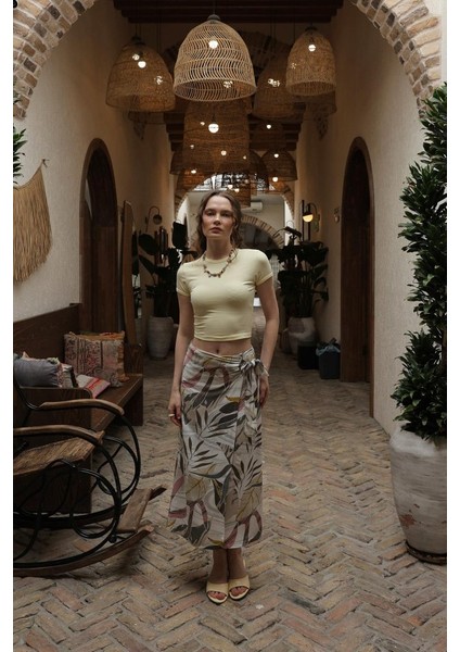 Mottisfashion Desenli Viskon Etek - Gri fırsatları