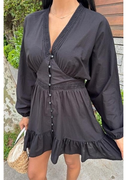 Mottisfashion Brode Şeritli Eteği Fırfırlı Elbise 2897 modelleri