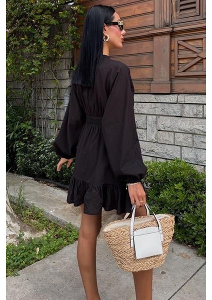 Mottisfashion Brode Şeritli Eteği Fırfırlı Elbise 2897 fırsatları