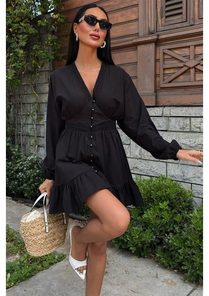 Mottisfashion Brode Şeritli Eteği Fırfırlı Elbise 2897