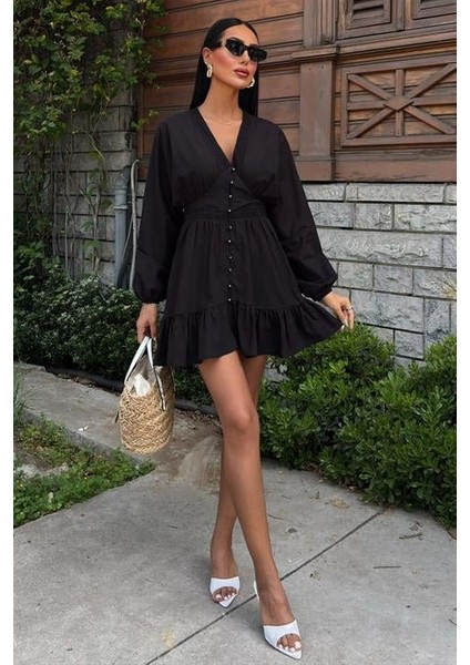 Mottisfashion Brode Şeritli Eteği Fırfırlı Elbise 2897