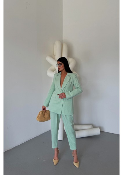 Mottisfashion Keten Ceket - Pantolon Takım - Mint fiyatları