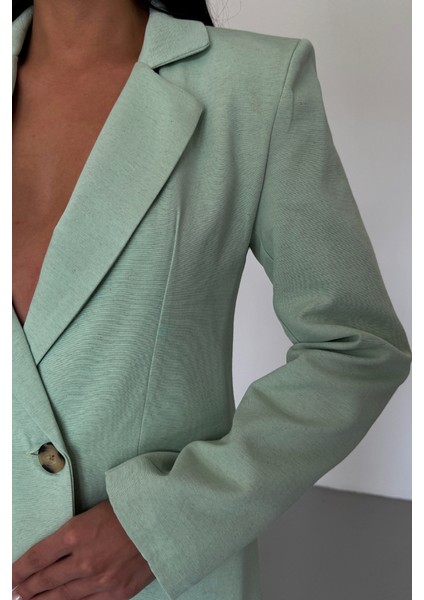 Mottisfashion Keten Ceket - Pantolon Takım - Mint fırsatları
