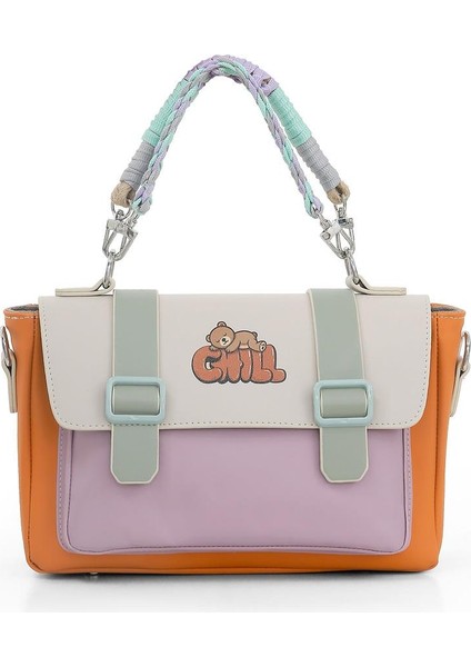 Kadın Vegan Deri Turuncu Omuz Çantası - Chill Tasarım