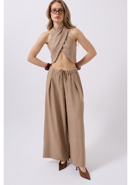 Mottisfashion Düşük Bel Oversize Keten Pantolon fiyatları