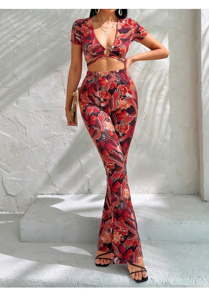 Mottisfashion Kadın Kısa Kollu Desenli Takım fırsatları