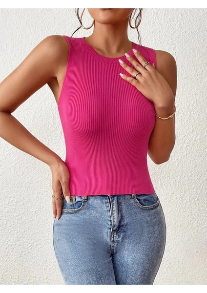 Mottisfashion Kadın Sıfır Kol Sırt Çapraz Detay Triko Bluz indirimleri
