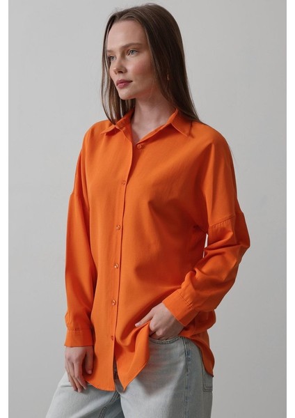 Mottisfashion Uzun Kol Gömlek - Oranj fiyatları