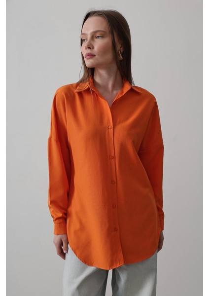 Mottisfashion Uzun Kol Gömlek - Oranj fırsatları