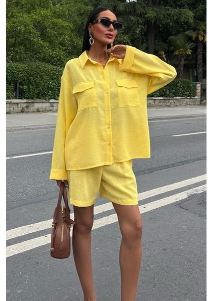 Mottisfashion Gömlek ve Şort Flamlı Keten Takım 10130 fiyatları