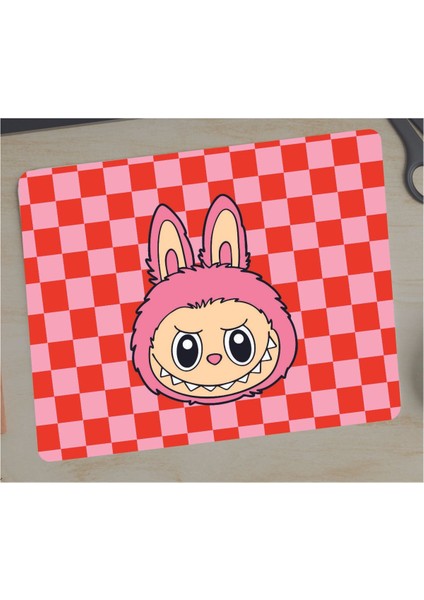 Labubu Temalı Mouse Pad Kare Mouse Pad, Ofis Mause Pad, Kaymaz Taban modelleri