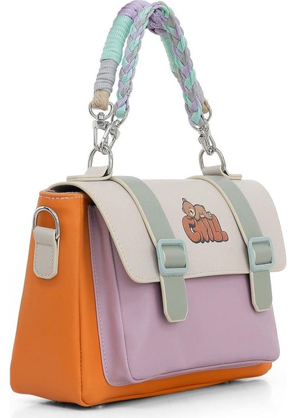 Kadın Vegan Deri Turuncu Omuz Çantası - Chill Tasarım modelleri