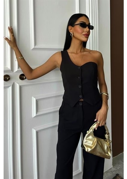 Mottisfashion Tek Omuz Büstiyer Plazzo Pantolon Viscon Takım 10159 fırsatları