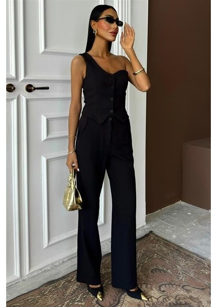 Mottisfashion Tek Omuz Büstiyer Plazzo Pantolon Viscon Takım 10159 indirimleri
