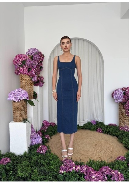 Mottisfashion Tuna Denim Elbise