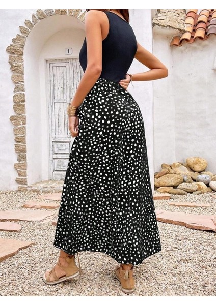 Mottisfashion Kadın Askılı Yuvarlak Yaka Üst Viskon Alt Desenli Bürümcük Elbise fırsatları