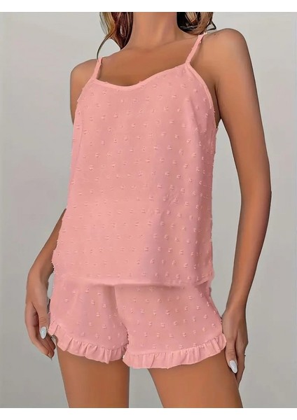 Mottisfashion Kadın Ip Askılı Atlet ve Alt Pon Pon Aerobin Short Takım