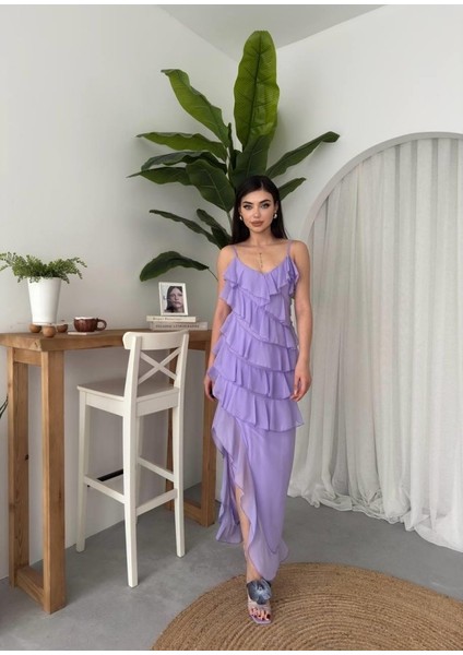 Mottisfashion Ples Yırtmaç Detaylı Elbise