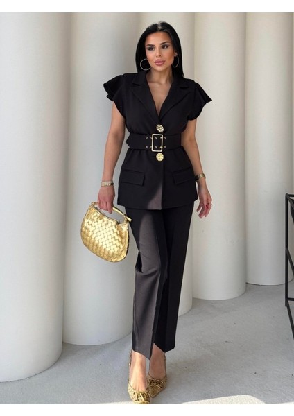 Mottisfashion Vatkalı Yelek Pantolon Ikili Takım